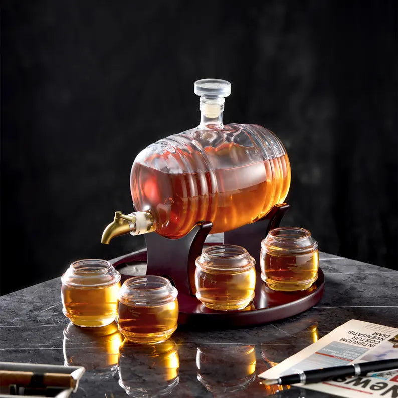 Whiskey Barrel Decanter Set