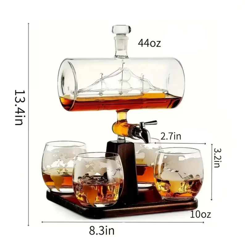 Sailboat Whiskey Decanter Set with Globe Glasses