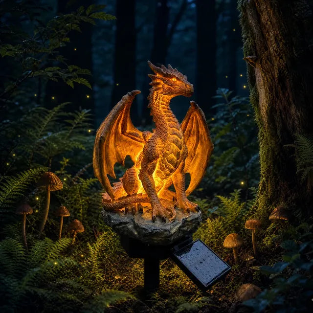 Solar Dragon Garden Statue Light