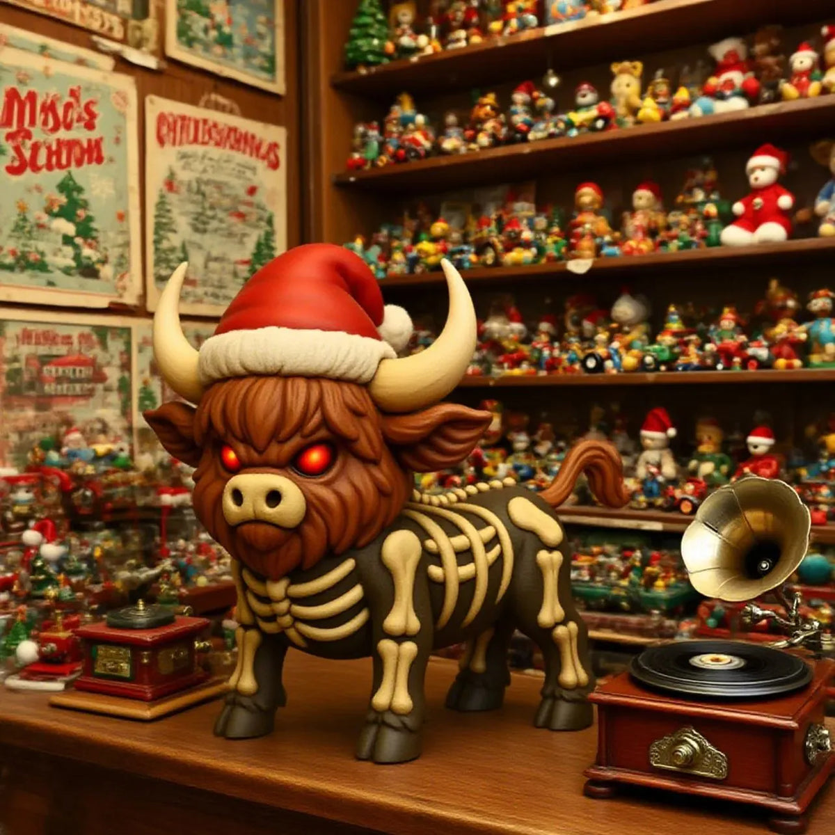 Mystical Skeleton Highland Cow Halloween Decor